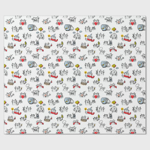 Papier Cadeau Chats amusants, lait et magie.