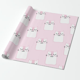 Papier Cadeau Chats blancs roses adorables Chatons chatons Motif