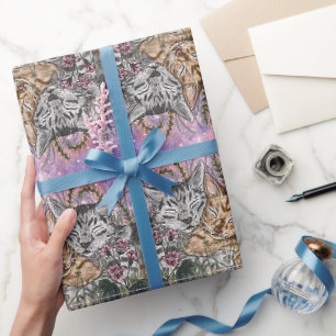 Papier Cadeau Chats bouddhistes dans Jardin Bliss Aquarelle Art