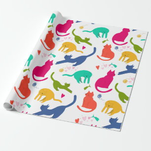 Papier Cadeau Chats colorés