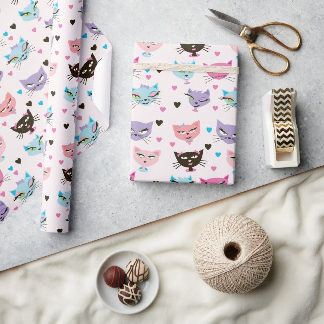 Papier Cadeau Chats Colorés Mignons (Artisanat)