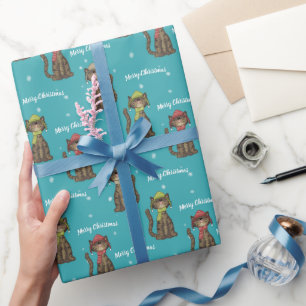 Papier Cadeau Chats de Noël mignons