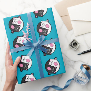 Papier Cadeau Chats endormis Yin Yang en noir et blanc