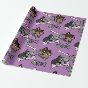 Papier Cadeau Chats heureux et chiens de compagnie avec os de po