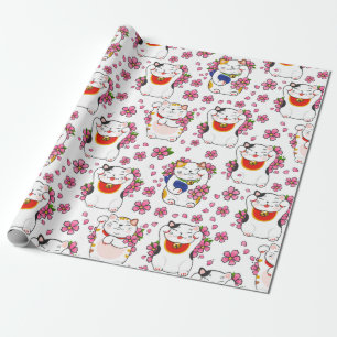 Papier Cadeau Chats Maneki-neko chinois