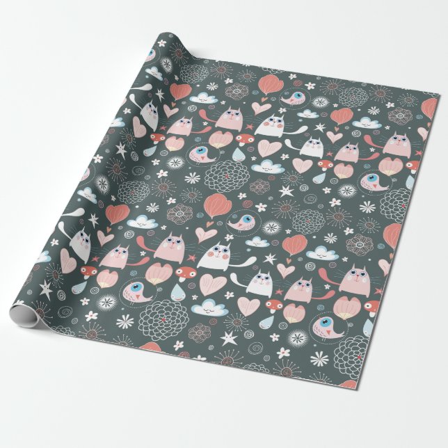 Papier Cadeau Chats mignons (Déroulé)
