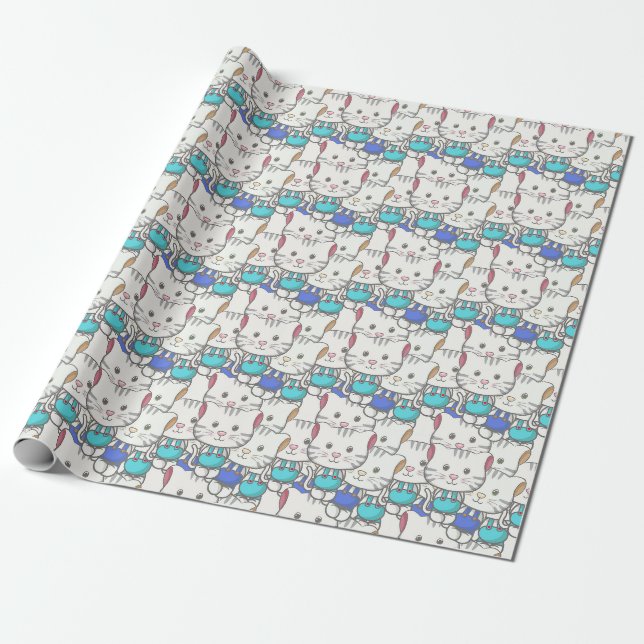 Papier Cadeau Chats mignons (Déroulé)