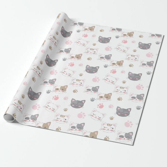 Papier Cadeau Chats mignons (Déroulé)