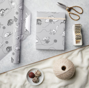 Papier Cadeau Chats mignons Jouer et être Motif coquin