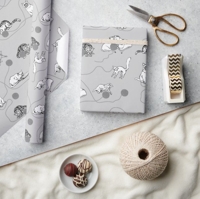 Papier Cadeau Chats mignons Jouer et être Motif coquin (Artisanat)