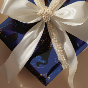 Papier Cadeau Chats noirs de minuit - motif minimal moderne