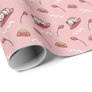 Papier Cadeau Chats roses et plats
