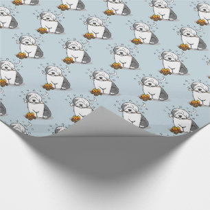 Papier Cadeau Chatte chien randonneur Camper Vieux anglais Sheep
