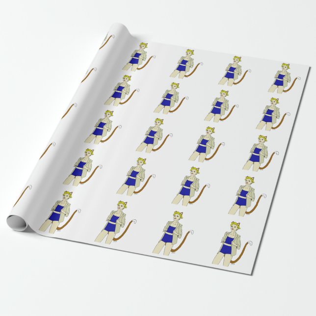 Papier Cadeau chatte fille   (Déroulé)