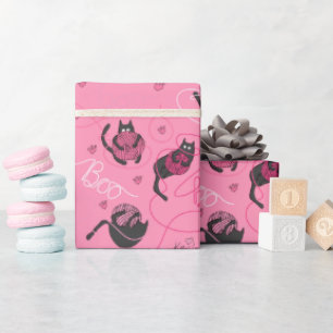 Papier Cadeau Chatte rose chaud amour chatons chatons et fils