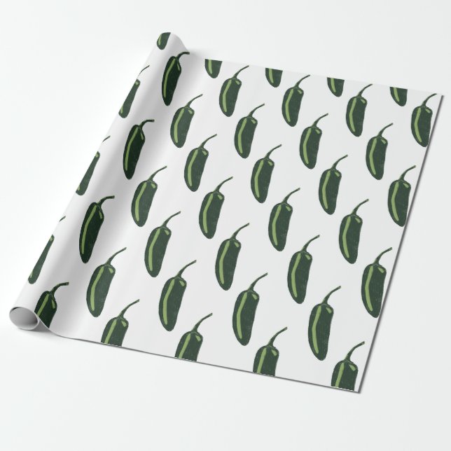 Papier Cadeau CHAUD & SPICY Jalapeño Chili Peppers Motif (Déroulé)