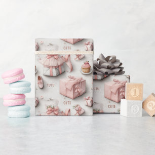 Papier Cadeau Chaussons de ballet et tutus dans une élégance ros