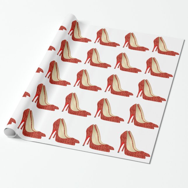 Papier Cadeau chaussons rubis (Déroulé)