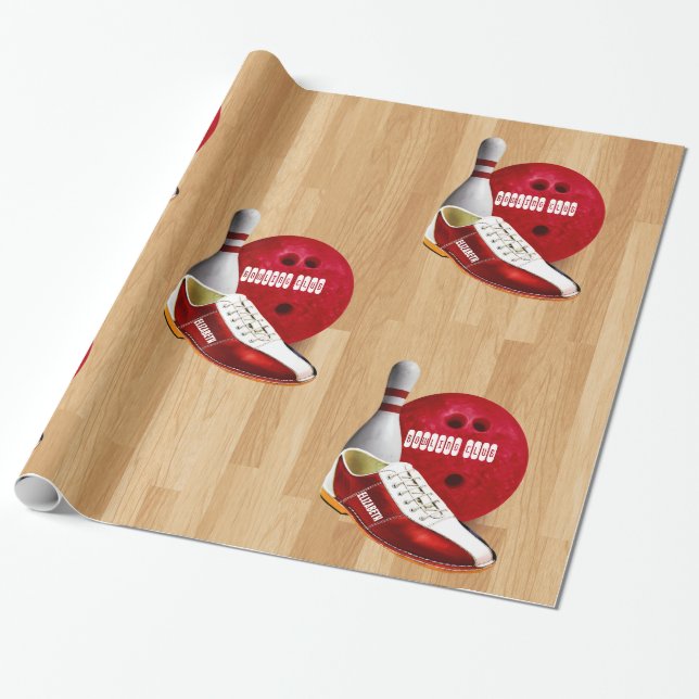 Papier Cadeau Chaussure de boule de bowling et Pin avec votre (Déroulé)