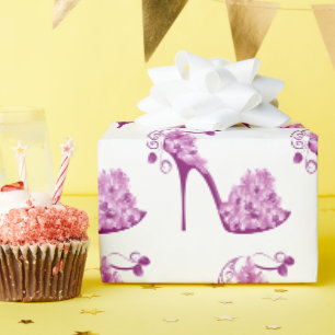 Papier Cadeau Chaussures à talon rose floral