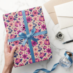 Papier Cadeau Chaussures et fleurs automnes Modèle floral d'auto