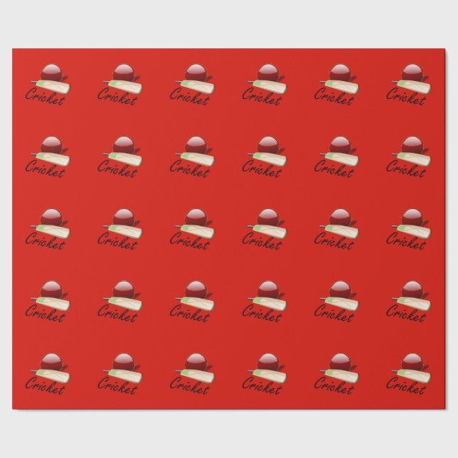 Papier Cadeau Chauve-souris et balle de cricket, étiquetés, (Couture)