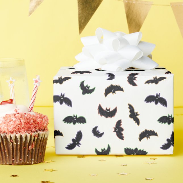 Papier Cadeau Chauves-souris à main mignonne Halloween Motif  (Fête d'anniversaire)