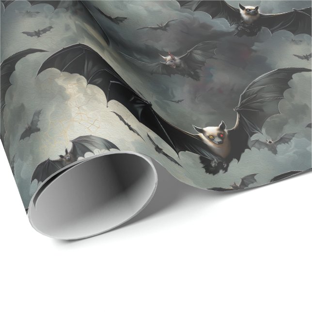 Papier Cadeau Chauves-souris gothiques Stormy Ciel Halloween & G (Coin rond)