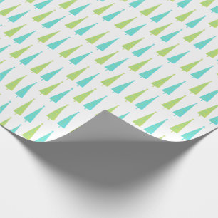 Papier Cadeau Chaux vert rétro et arbres de Noël bleu Turquoise