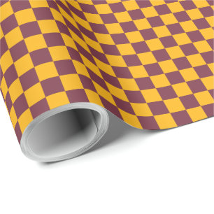 Papier Cadeau Checkerboard Sports Team Spirit Maroon Gold Fun