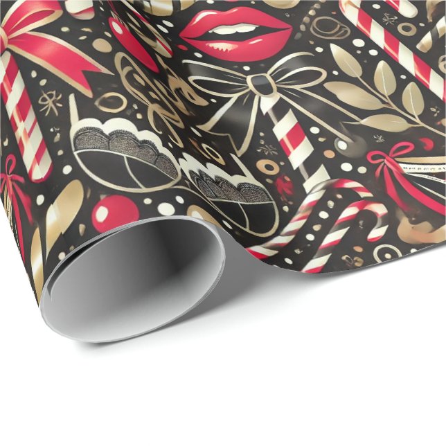 Papier Cadeau Cheeky and Elegant Adult Christmas Wrapping Paper (Coin rond)