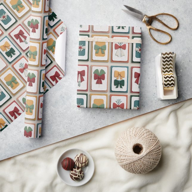 Papier Cadeau Cheerful Christmas Bow Illustration (Artisanat)