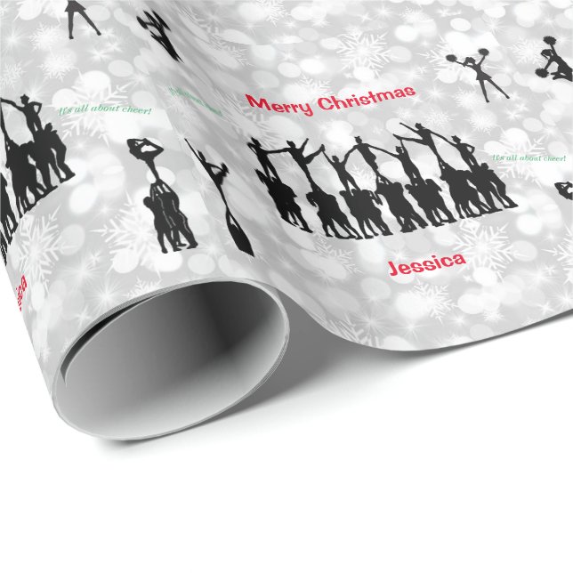 Papier Cadeau Cheerleader "Merry Christmas" Wrapping Paper (Coin rond)