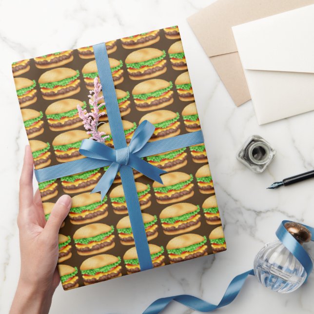 Papier Cadeau Cheese burger fast food thème emballage papier (Cadeaux)