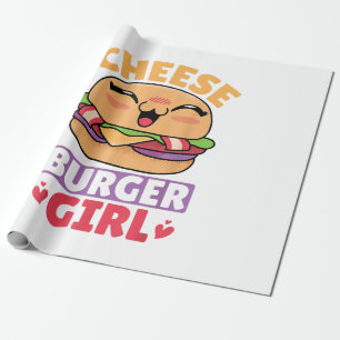 Papier Cadeau Cheeseburger Girl, Hamburger Women et Cheeseburge