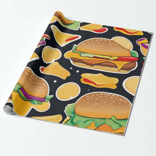 Papier Cadeau Cheeseburgers colorés et vibrants