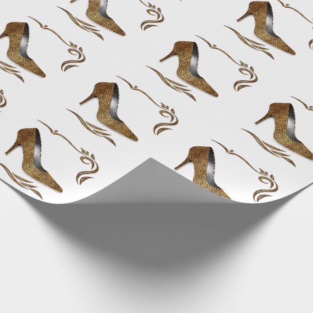 Papier Cadeau Cheetah Print Stiletto Heel Shoe (Coin)