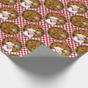 Papier Cadeau Chef Italiano Pizza, À damiers Enveloppement De 20
