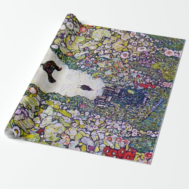 Papier Cadeau Chemin de jardin avec poulets, Gustav Klimt (Déroulé)