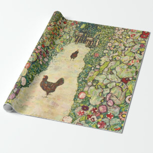 Papier Cadeau Chemin du jardin avec les poulets par Gustav Klimt