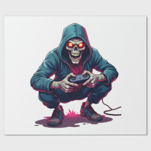 Papier Cadeau Chemise de jeu drôle d'Halloween de joueur zombie