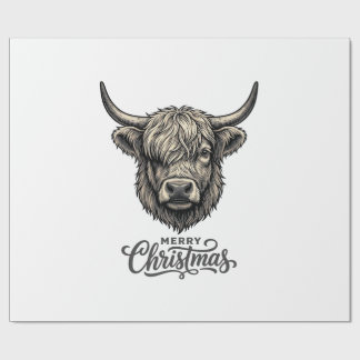 Papier Cadeau Chemise vintage Joyeux Noël Vache des Highlands_1