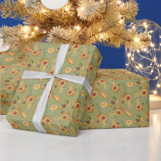 Papier Cadeau Chêne de Thanksgiving Automne Humeur Aquarelle