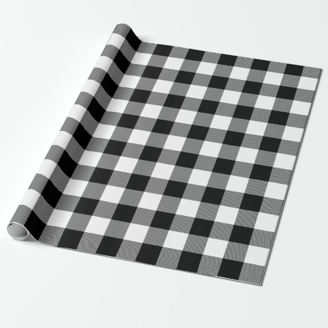 Papier Cadeau Chèque de buffle noir et blanc (Déroulé)