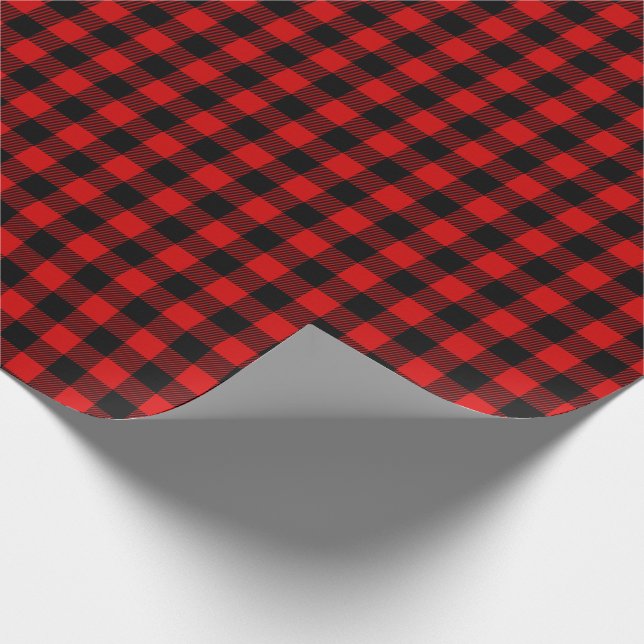 Papier Cadeau Chèque de buffle rouge et noir (Coin)