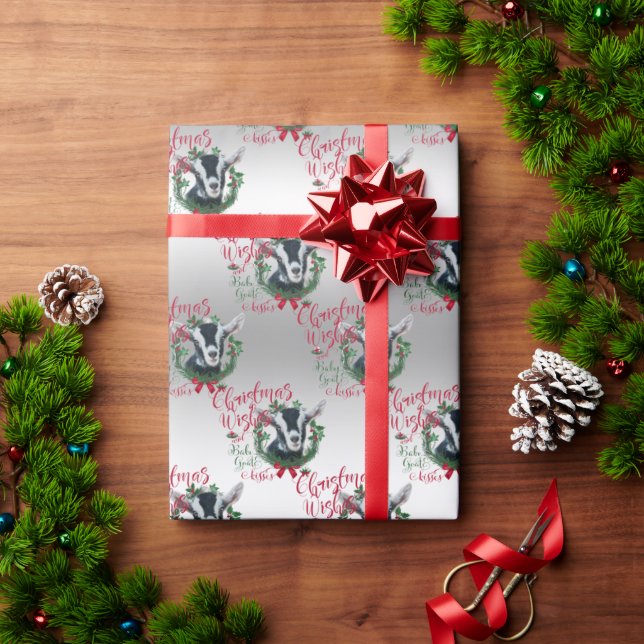 Papier Cadeau CHÈQUE | voeux de Noël Bébé Chèvre Baisers Alpin (Cadeau de vacances)