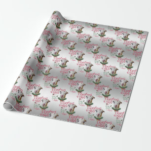 Papier Cadeau CHÈQUE   voeux de Noël Bébé Chèvre Baisers LaManch