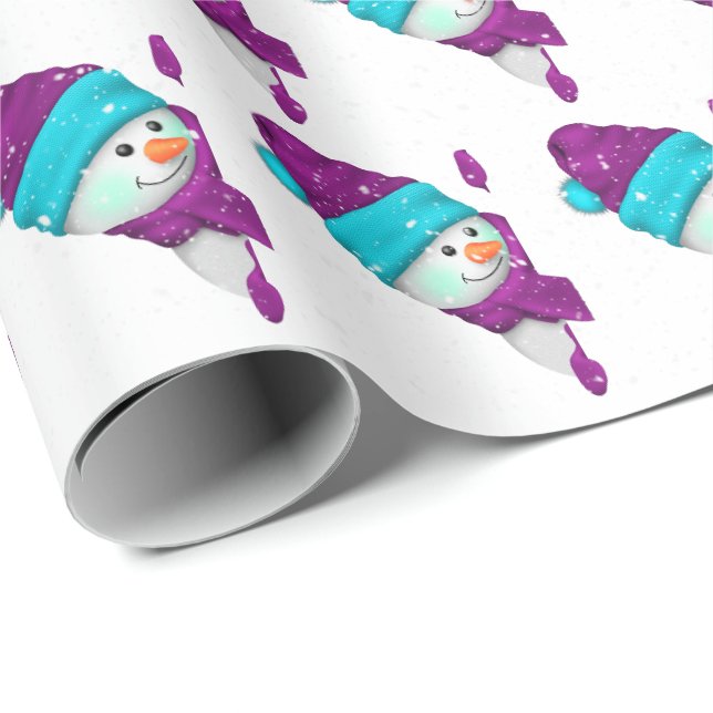 Papier Cadeau Cher bonhomme de neige de Noël en flocons de neige (Coin rond)