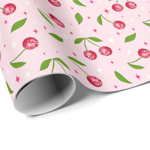 Papier Cadeau Cherry Disco Ball Motif