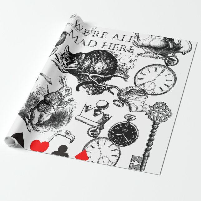 Papier Cadeau Cheshire Chat classique alice au merveilleux fou (Déroulé)